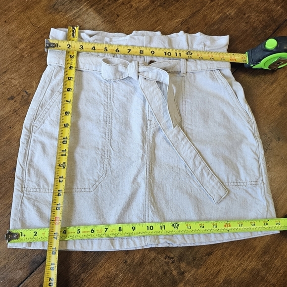Free People Splendor In The Grass Front Tie Paper Bag Waist Mini Skirt Size 8 - Picture 15 of 16